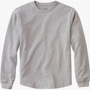 L.L. Bean BeanBuilt Ctn W/O Pkt Tee LS M R Gray Heather Size L REG